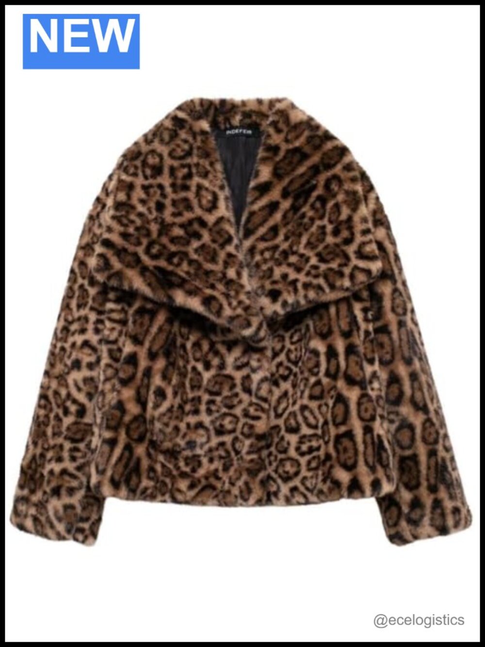 Cropped Faux Fur Jacket Leopard Print Shaggy Furry Winter Coat for Women